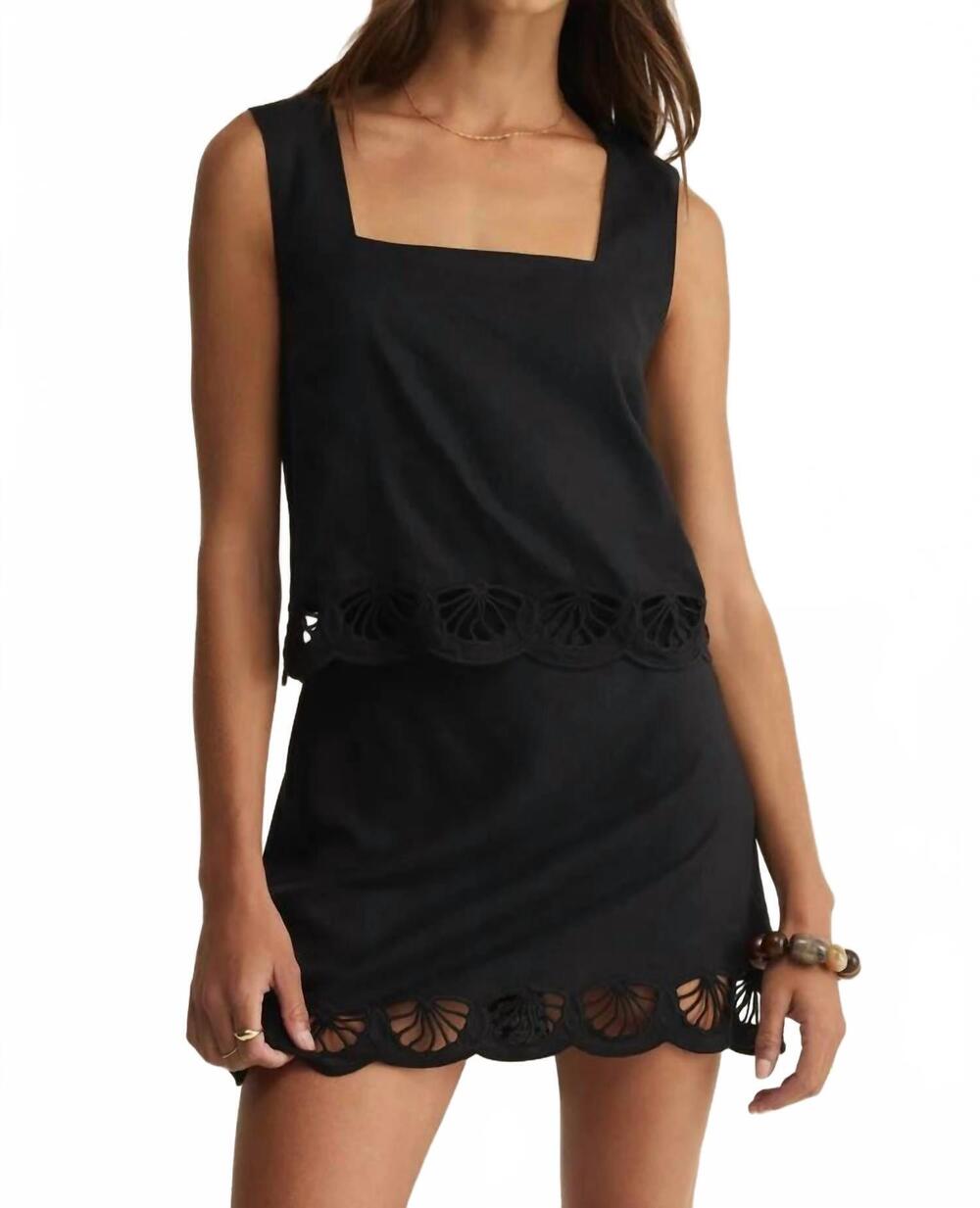 NEW Z SUPPLY charlene shell emboidery top in black